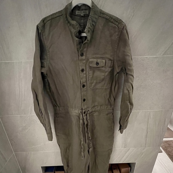 Alex Mills Olive Green Linen Jumpsuit - Picture 1 of 3